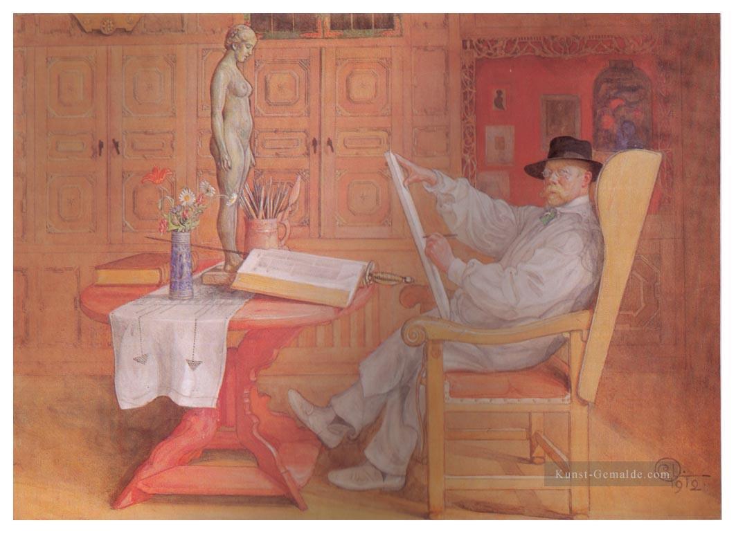 Selbstportrait im Studio 1912 Carl Larsson Ölgemälde